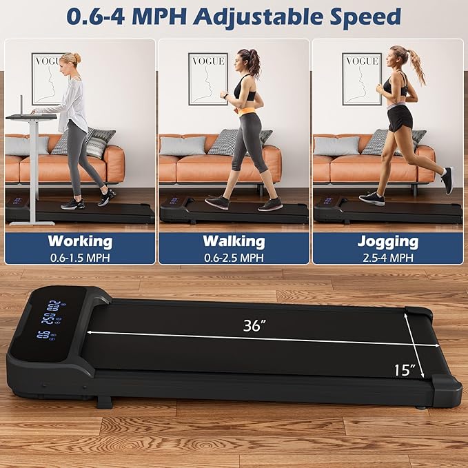 GYMAX Walking Pad, 2.5HP 3 in 1 Under Desk Treadmill with Remote Control, LED Display & 3 Countdown Modes, Free-Installation Portable Compact Running Jogging Machine for Home Small Space