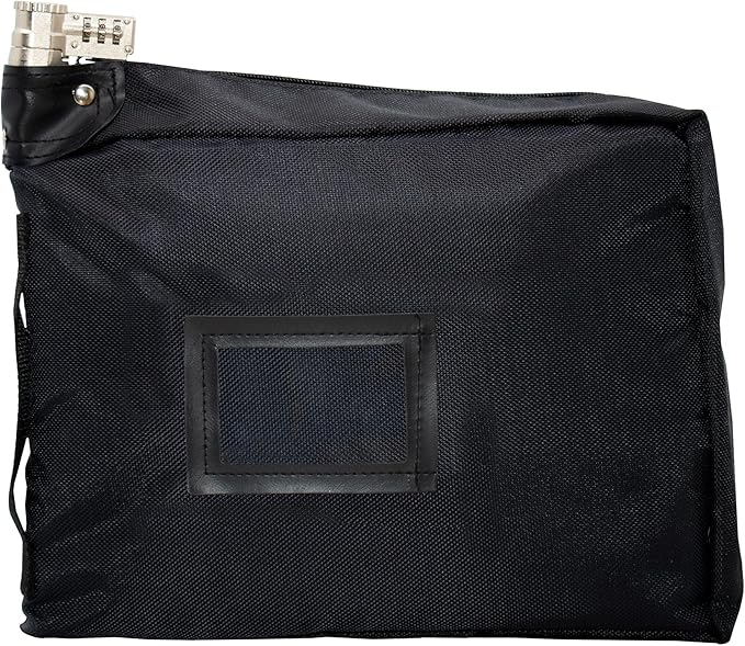 Large Medicine Bag Includes Pill Box and Removable Clear Bags, Prescription Bottle Organizer, Travel Carry Case, Combination Lock,12" x 10" x 2" (Black)