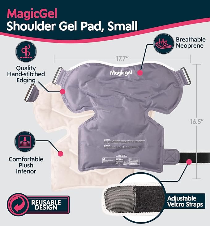 Magic Gel Shoulder Ice Pack Wrap - Reusable and Adjustable Arm Sling for Cold Shoulders Compression Men Women Pitchers Rotator Cuff - Easy to Freeze