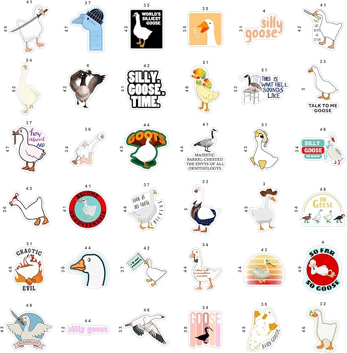 BulbaCraft 100Pcs Silly Goose Stickers for Laptop - Funny Goose Party suppliess & Decorations, Gifts for Women & Men