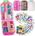 Large Pill Organizer with Medicine Labels, Travel Daily Pill Container, Mini Medication Organizer, 7-Day Pill Case, Set of 3 (Pink+White+Grey)