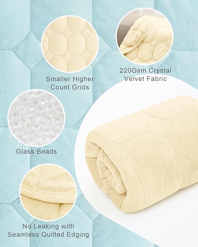 Cottonblue Weighted Lap Blanket 7lbs, Cozy Luxury Crystal Velvet Weighted Blanket for Adults, Small Weighted Blanket for Relaxation, Sleeping, Travel, Beige, 29" x 24"