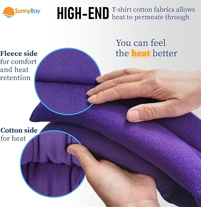 SunnyBay Microwave Heating Pad, Microwavable Heated Neck and Shoulder Wrap with Lavender, Soothing Pillow Hot & Cold Bean Bag, Aroma Warmer for Pain Relief, 26x5 Inches, 2.5 lbs, Purple