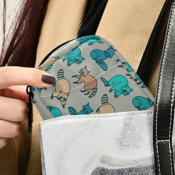 Ollabaky Raccoon Pill Organizer 7 Day Pill Case Travel Pill Organizer Bag Pill Box Portable Weekly Case with Zipper Compact Size for Vitamin Supplement Holder
