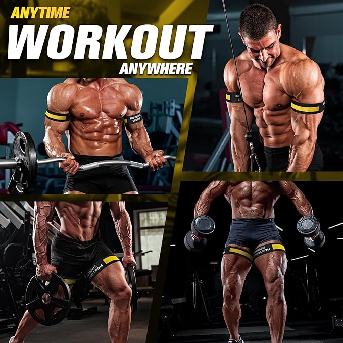 Booty Bands, Blood Flow Restriction Bands, Arm Bands Adjustable Gym Straps for Occlusion Training, Help Increase Muscle Mass in Women & Men Without Heavy Weight Lifting