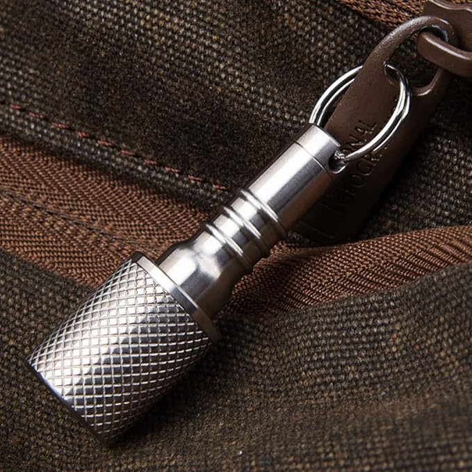 Keychain Pill Holder, Titanium Case Small Organizer Waterproof Box, EDC Container Metal Tube for Outdoor Camping Travel, Men Women (Tiny Silver)