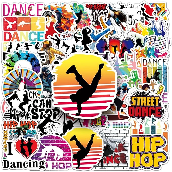 50pcs Dancing Stickers,Waterproof Vinyl Stickers with Breakdance, Street Dance & Ballet Elements, Suitable for Kids & Adults, Decor for Laptop, Phone