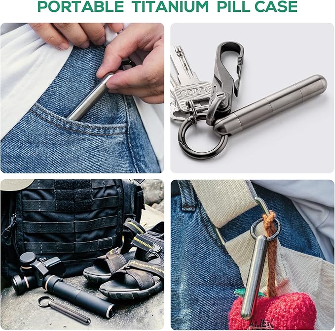 Titanium Black Keychain Pill Case+TISUR Grey Keychain Pill Case
