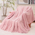 Super Fuzzy Soft Fleece Sherpa Weighted Blanket 20 lbs for Adults, 3D Imitation Turtle Shell Luxury Weighted Throw for Better Sleep, Dual Sided Cozy Heavy Blankets for Couch Bed, Pink, 60" x 80"