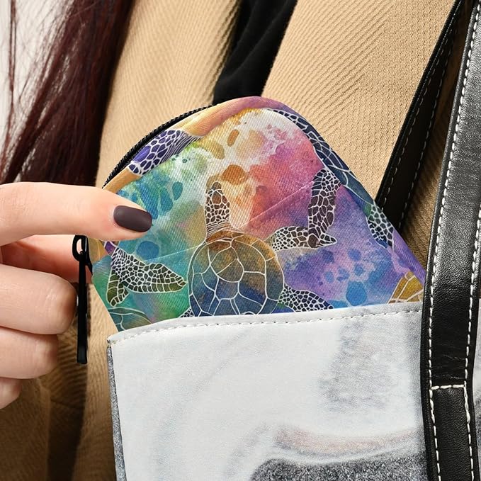 Colorful Watercolor Sea Turtles Cute Pill Organizer Weekly Travel Pill Box 7 Day Large Capacity Pill Dispenser Case with 8 Pill Container Daily Pill Box Organizer Vitamin Holder Pill Bottle Or