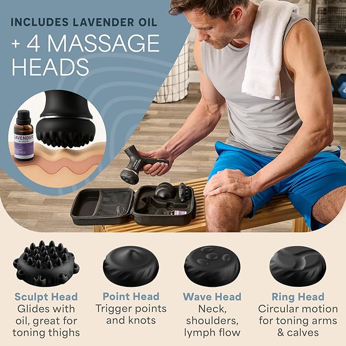 LifePro Lymphatic Drainage Massager – Handheld Cellulite Massager for Legs, Thighs, Neck & More – Spinergy Body Sculpting Massage Gun with Vibration for Muscle Recovery & Relaxation – Quiet & Portable