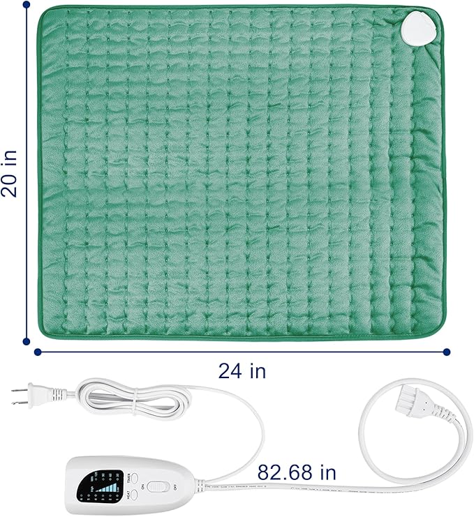 24"X20" Electric Heating pad with 6 Heat Settings, Auto Shut Off, Green Dry Electric Heating for Back Neck Knee Arms Legs Shoulder Heat Pads for Christmas Birthday Father's Day Mother's Day