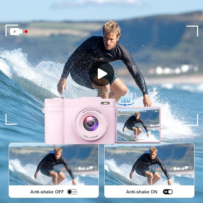 4K Digital Camera for Photography Auto-Focus, Compact 50MP Camera with 180° Flip Screen, 16X Digital Zoom, Camara Fotografica with 32GB Card – Great for Vlogging and Learning Photography