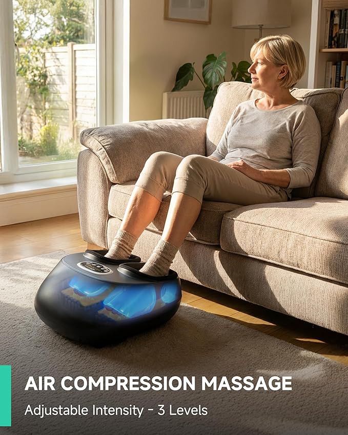 Snailax Shiatsu Foot Massager with Heat, FSA Eligible, Kneading, Compression, Vibration, Feet Massage Machine for Plantar Fasciitis, Neuropathy, Foot Warmer, Gifts for Women Men,Size 13