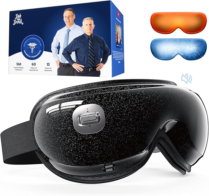BOB AND BRAD Zero Pro Ultra-Quiet Eye Massager with Heat and Cooling, 35dB FSA Eligible HSA Lightweight Eye Massager with Scroll Button for Migraine, Dry Eyes, Eye Strain Relief, Gift for Women Men