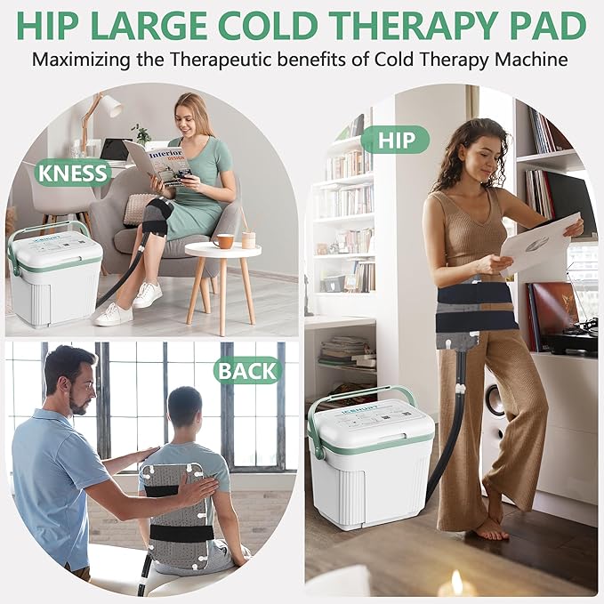 Cold Therapy Machine with Programmable Timer, Portable Ice Machine for Hip After Surgery, Hip Replacement Recovery System, Cryotherapy Pain Relief w/Compression Pad