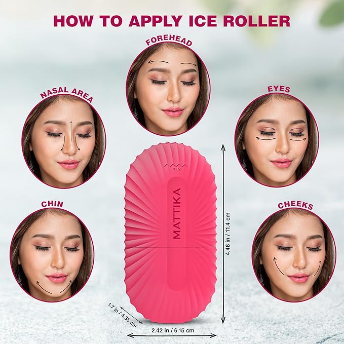 Ice Roller for Face & Eyes – Facial Ice Roller for Under Eye Puffiness, Reusable Silicone Ice Face Roller Massager for Skin Tightening, Pore Shrinking & Cooling Skincare Tool (Pink)