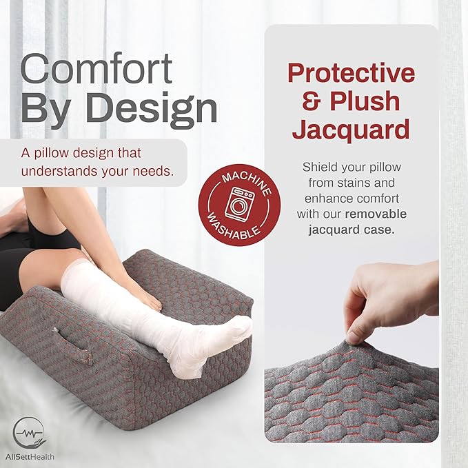 Double Leg Elevation Pillow Post Surgery Leg Pillow | Ankle Knee Surgery – Memory Foam Leg Rest Support Pillow for Injuries, Leg Pain, Hip, Knee Pain, Improve Blood Circulation 29” x 16” x 9.5”