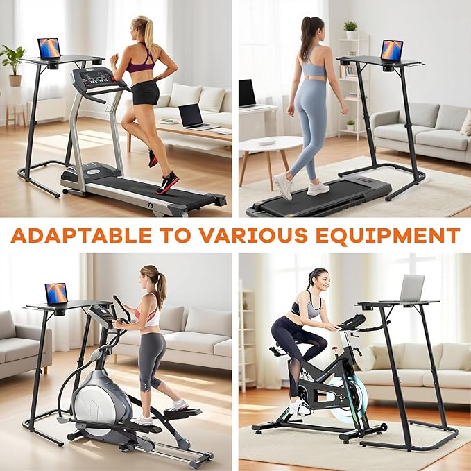 Treadmill Desk, Small Standing Desk for Walking Pad, 30-47 Inch Adjustable Height Walking Pad Stand for Treadmill, Portable Standing Table for Bike and Home Office Work - Black
