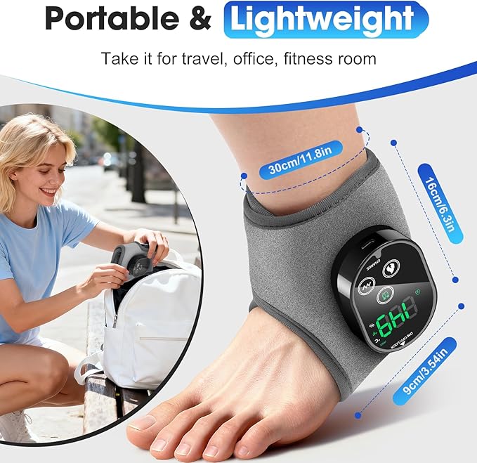 Cordless Neuropathy Foot Massager, Rechargeable Ankle Heating Pad for Pain Relief, Foot and Ankle Massage for Circulation, Suitable for Reduce Fatigue and Plantar Fasciitis, Travel & Home Use