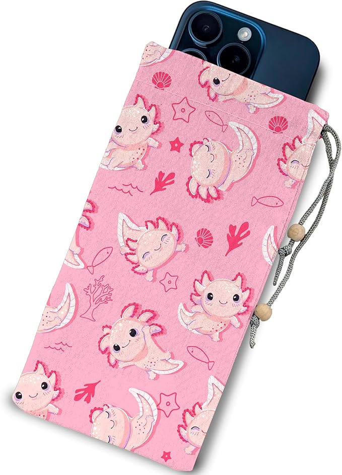 EMF Shield Sleeve for Cell Phone Reduce Signal Anti-EMP Pouch Against Radiation, EMF, 5G, RFID Blocking 4x8 Inch Cute Axolotl Phone Sleeve Bags