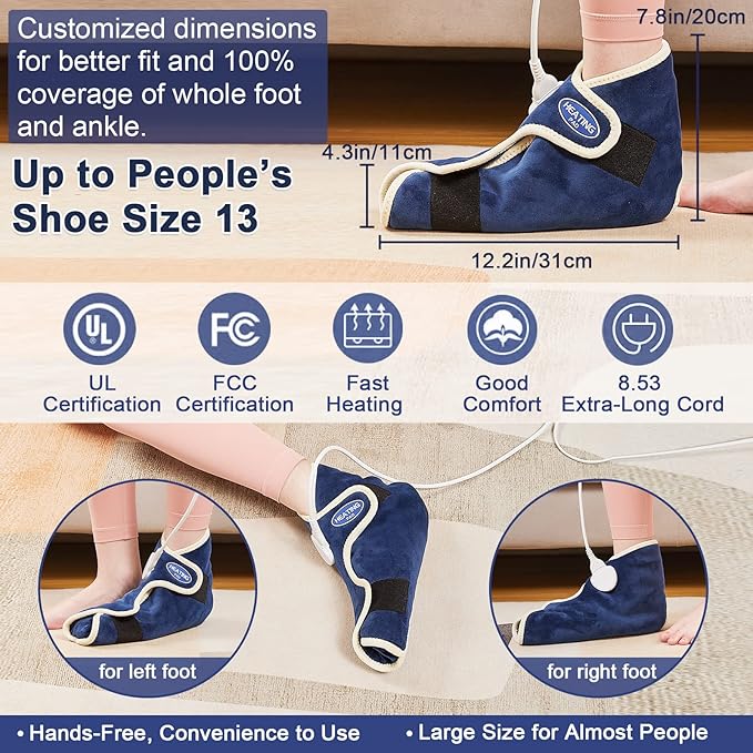 JOBYNA Ankle/Toe/Foot Warmer | Full Coverage Heated Foot Wrap |86-158℉ Continuous Setting| 10-90min Timer| Electric Heating Pad for Plantar Fasciitis Relief, Neuropathy Pain Relief for Foot(1 Pack)