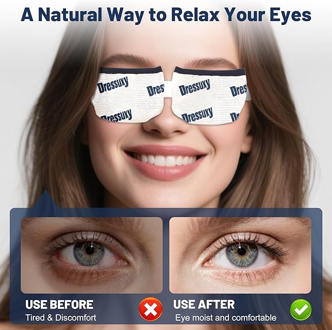Heated Eye Mask & Microwavable Eye Compress | Gentle Steam Heat for Eye Comfort 1pc Cotton White
