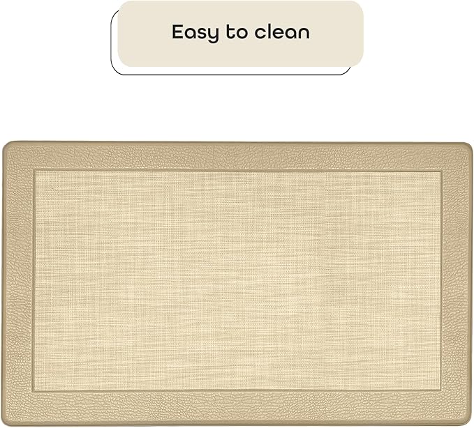 Anti-Fatigue Floor Comfort Mat - 18 x 30 Inch (Clarke Tan) - Non-Slip Kitchen Mats for Floor - Easy to Clean Cushioned Standing Mat for Bathroom & Office Desk - Achim Home Décor