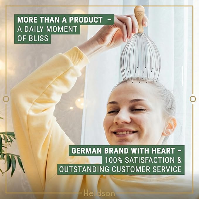 HELDSON® Premium Wire Head Massager Scalp Massage Tool - 32 Fingers Octopus Scratcher - Stress Relax Tickler - Hair Massagers Whisk - Headspa Equipment - Headscratcher Tickle Tools - Gift Men, Women