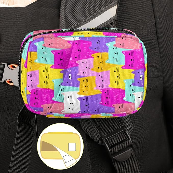 Weekly Travel Pill Organizer Case for Purse with Removable 7 Day Box Portable Compact Size Pill Box Fashionable Pill Container for Medicine Vitamin Supplement Colorful Cute Cat