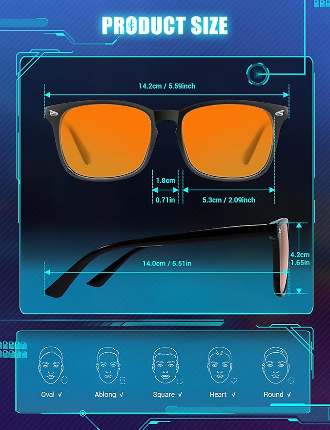 TIJN Blue Light Blocking Glasses for Women Men Clear Frame Square Nerd Eyeglasses Anti Blue Ray Computer Screen Glasses