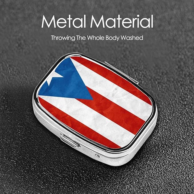 Men Women Pill Organizer, Puerto Rico Flag Pill Container Case with Moisture-Proof Design, Medicine Organizer for Vitamin, Fish Oils, Supplement
