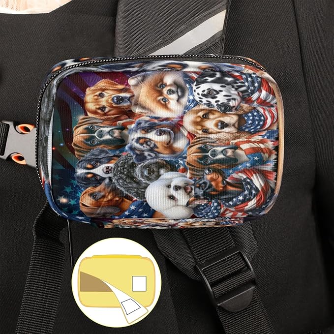 American Flag Animal Dog Travel Pill Organizer Box Weekly Portable Pill Case Daily Pills 7 Day Small Birth Control Pills Container Removable Compartments for Medicine Vitamins Fish Oil