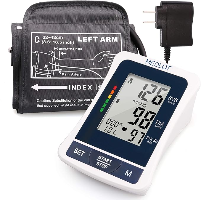 LotFancy Blood Pressure Monitor, Automatic BP Gauge & Upper Arm Large Cuff(8.6"-16.5”) Kit, Digital BP Meter Accurate Tester Machine for Home Use, 2 User, with 120 Reading Memory, Large LCD Display
