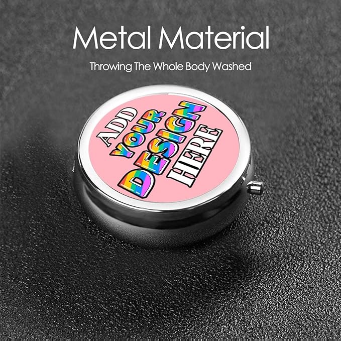 Medicine Pill Organizer, Medicine Pill Box Case Container Travel Pill Holder Vitamin for Purse Med Wallet Portable Mini Pastillero Round, Custom Your Own Pill Organizer, Light Pink, Personalized Gifts