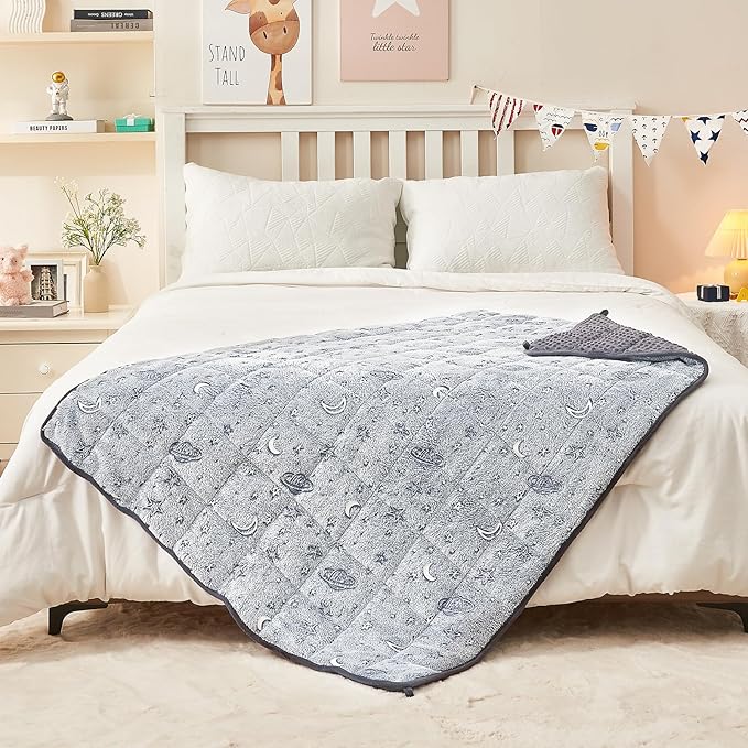 yescool Weighted Blanket 5 Pounds Weighted Lap Blanket, Glow in The Dark Star Heavy Blankets, Warm Minky Weighted Throw Blanket Gifts for 40-60lbs, 36"x48"
