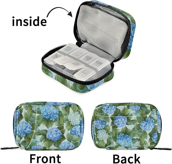 Travel Pill Case Leaf Flower Weekly Small Pill Box 7 Day Pill Box Pill Organizer Bag
