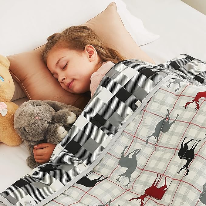 CuteKing Weighted Blanket - Weighted Blanket with Premium Glass Beads - Breathable Heavy Blanket for Comfortable Rest - Soft Thick Blanket All Season(5lbs, 36"x48", Deer)