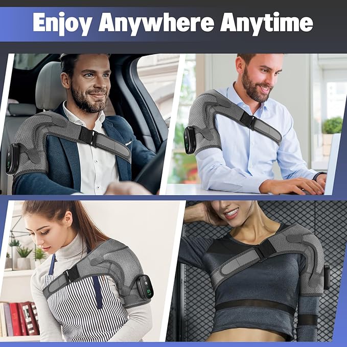 Cordless Shoulder Heating Pad with Massage, Heated Shoulder Wrap for Pain Relief, Heated Shoulder Brace Massager for Frozen Shoulder Deep Tissue