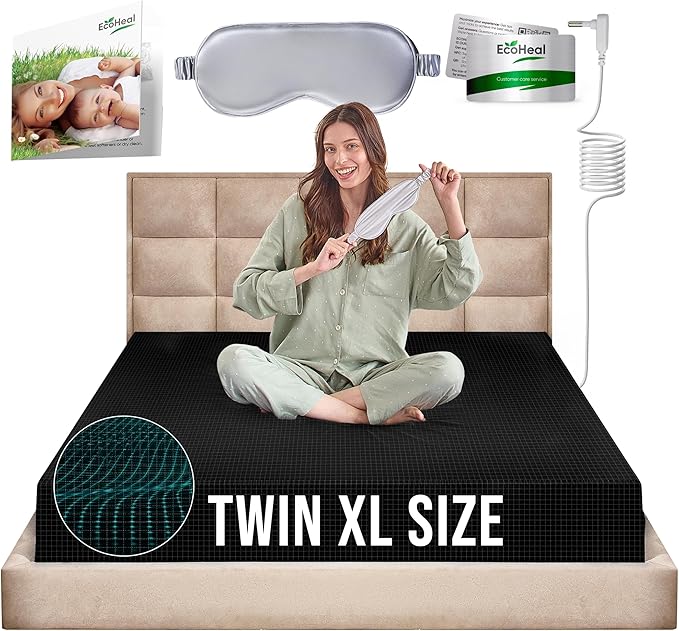Earth Grounding Sheets Twin XL Size with 12% Silver Fiber & 4% Silk & 84% Cotton - Black - Quality Certified Grounded Well Bed Sheet - Conductive Fitted Sheet for Better Sleep