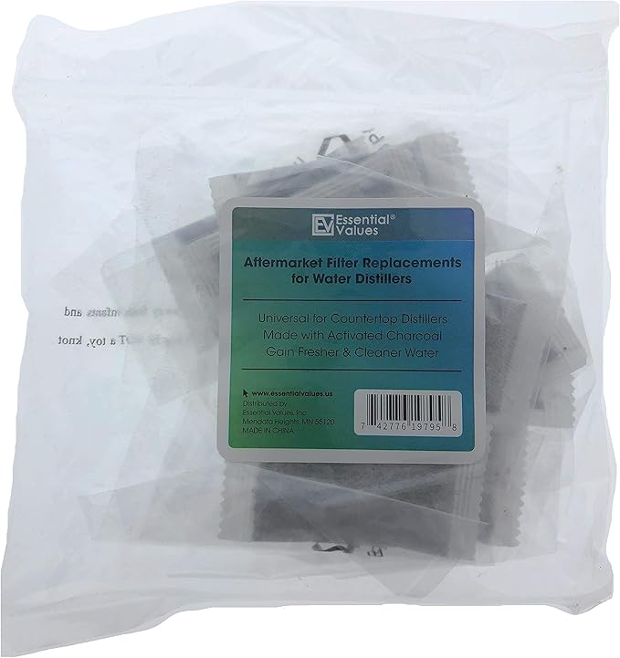 12 Pack Essential Values Distiller Filters - Compatible with Megahome and Other Major Brand Countertop Distillers | Premium Activated Charcoal