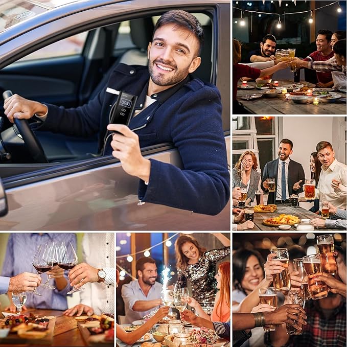 Portable Breath Alcohol Monitor – Personal-Use LCD Breath Checker with 10 Mouthpieces, Compact Device for Home, Car, Party Safety Awareness