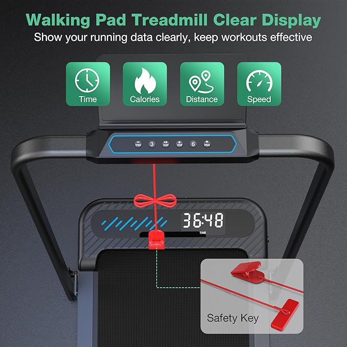 Walking Pad Treadmill with Incline, 6 in 1 Foldable Treadmill Walking Pad with Handle Bar for Home/Office, 3.0HP Compact Under Desk Treadmills, 320LBS Capacity, App, LED Display