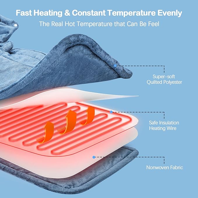 NIUONSIX Heating Pad for Neck Shoulders Back, Weighted Neck Shoulder Heating Pads for Daily Relax, Electric Heat Pad 6 Heat Settings 4 Auto-Off, Mothers Day Birthday Gifts for Mom Dad Women Men Wife