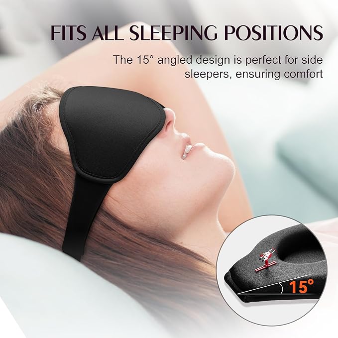 Sleep Masks for Women Men - Blackout Eye Cover for Lash Extension, 3D Contoured Sleep Mask for Side Sleeper, Soft Memory Foam, Sleep Masks for Travel, Airplane, Night(Cloud Black, Cloud Purple)