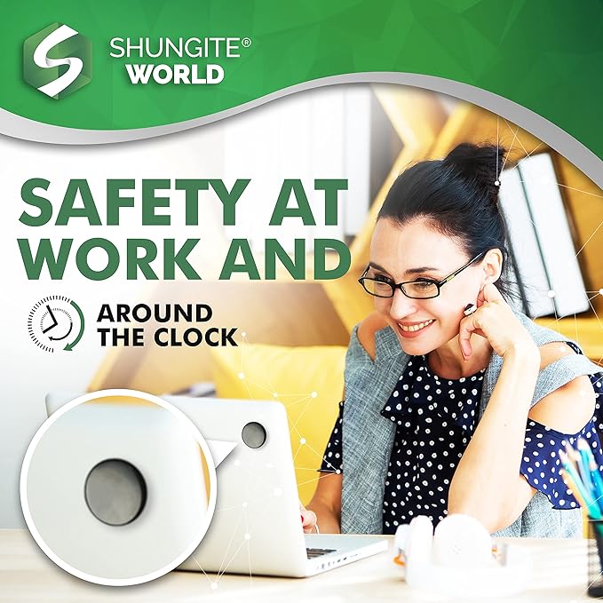 5 pcs Authentic Shungite Stickers Polished 40 mm / 1.57" Genuine Healing Energy Stone Protection Plate for Cell Phone Case Tablet Laptop Computer Noble Gemstone Protector Crystal