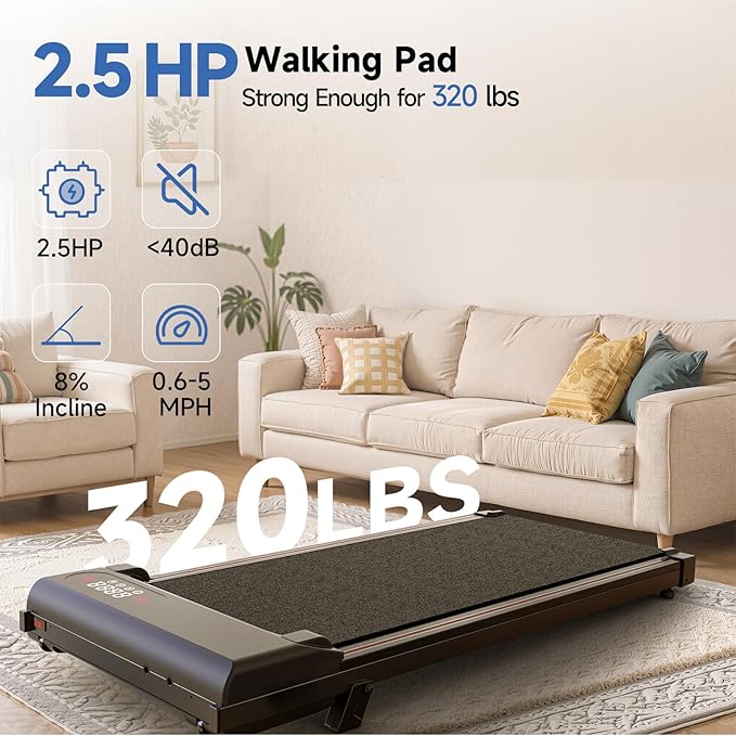 2 in 1 Walking Pad with Handle Bars, 8% Incline Foldable Treadmills for Home Office Ultra Quiet <40dB, 3.5 HP Portable Walking Jogging Running Machine with LED Display & Remote, 320+LB Capacity