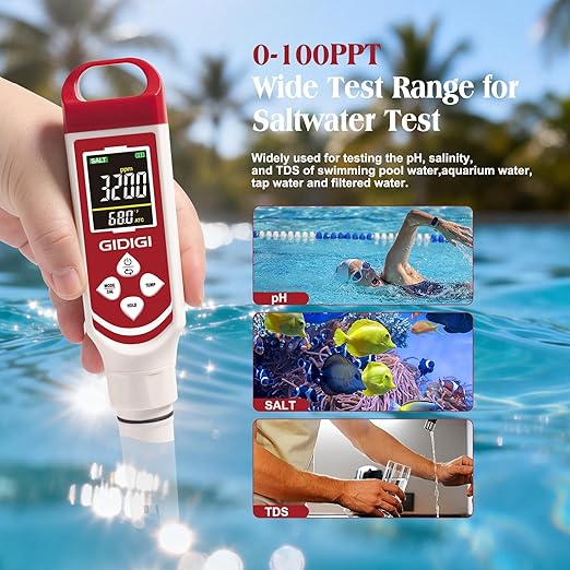 Upgraded Hydrogen Water Tester Meter Verified Digital 7-in-1 H2 ORP pH Meter Salt TDS EC Water Tester for Hydrogen Bottle, Pool, Aquarium, Drinking Water, Hydroponic