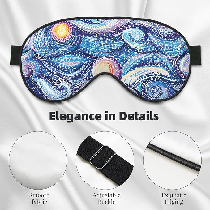 Abstract Blue Night Sky Sleep Mask Eye Mask with Adjustable Strap Eye Sleep Shade Cover Blocks Light for Women Men Airplane Travel Nap