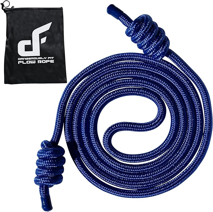 Flow Rope for Fitness Exercise - Double Braid 9ft Adjustable Length Jump Ropes - Home or Gym Training Workout for Men and Women
